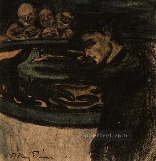 Allegorie jeune homme femme et grotesques 1899 Cubistas Pintura al óleo